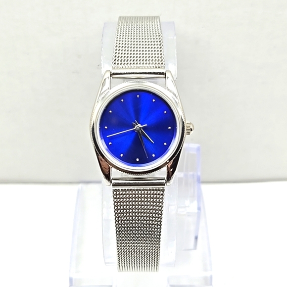 Womens Wings Giorgio Beverly Hills Watch Royal Blue Mesh Band SS New Battery - Picture 1 of 9